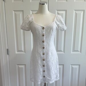 Abercrombie & Fitch White Lace Button-Down Mini Dress Size S